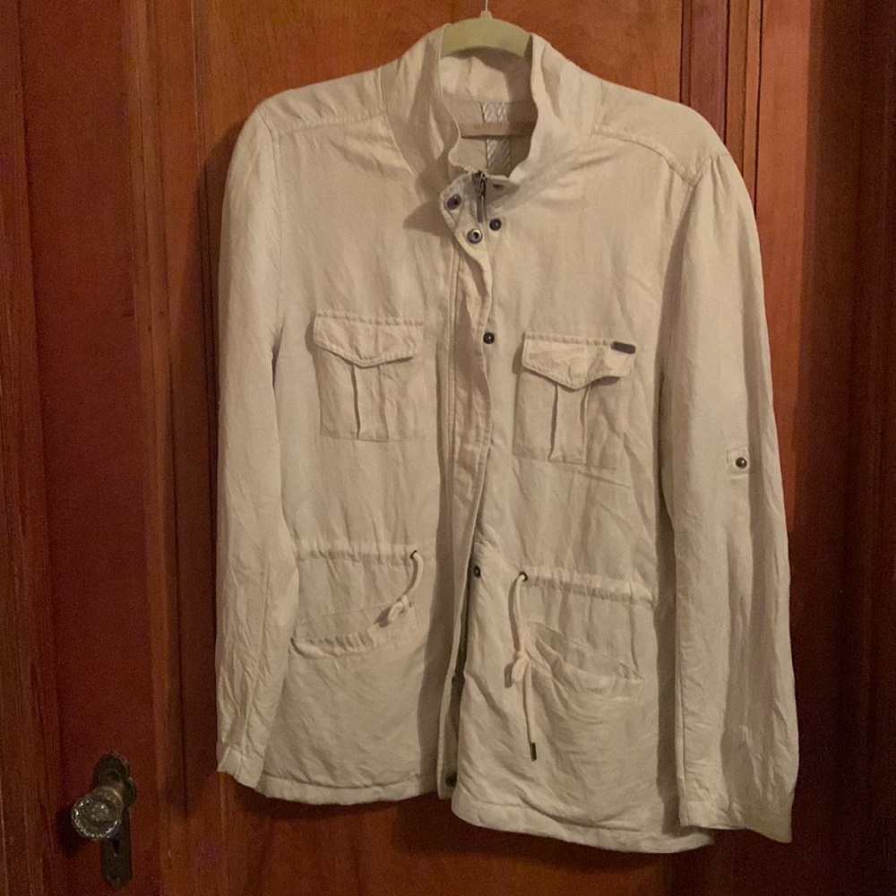 L Linen zip up jacket